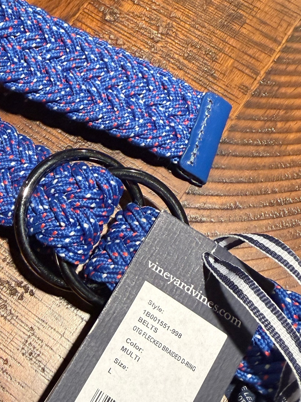 NEW🇺🇸Vineyard Vines Multi Blue Flecked Braided D-Ring Belt $68
